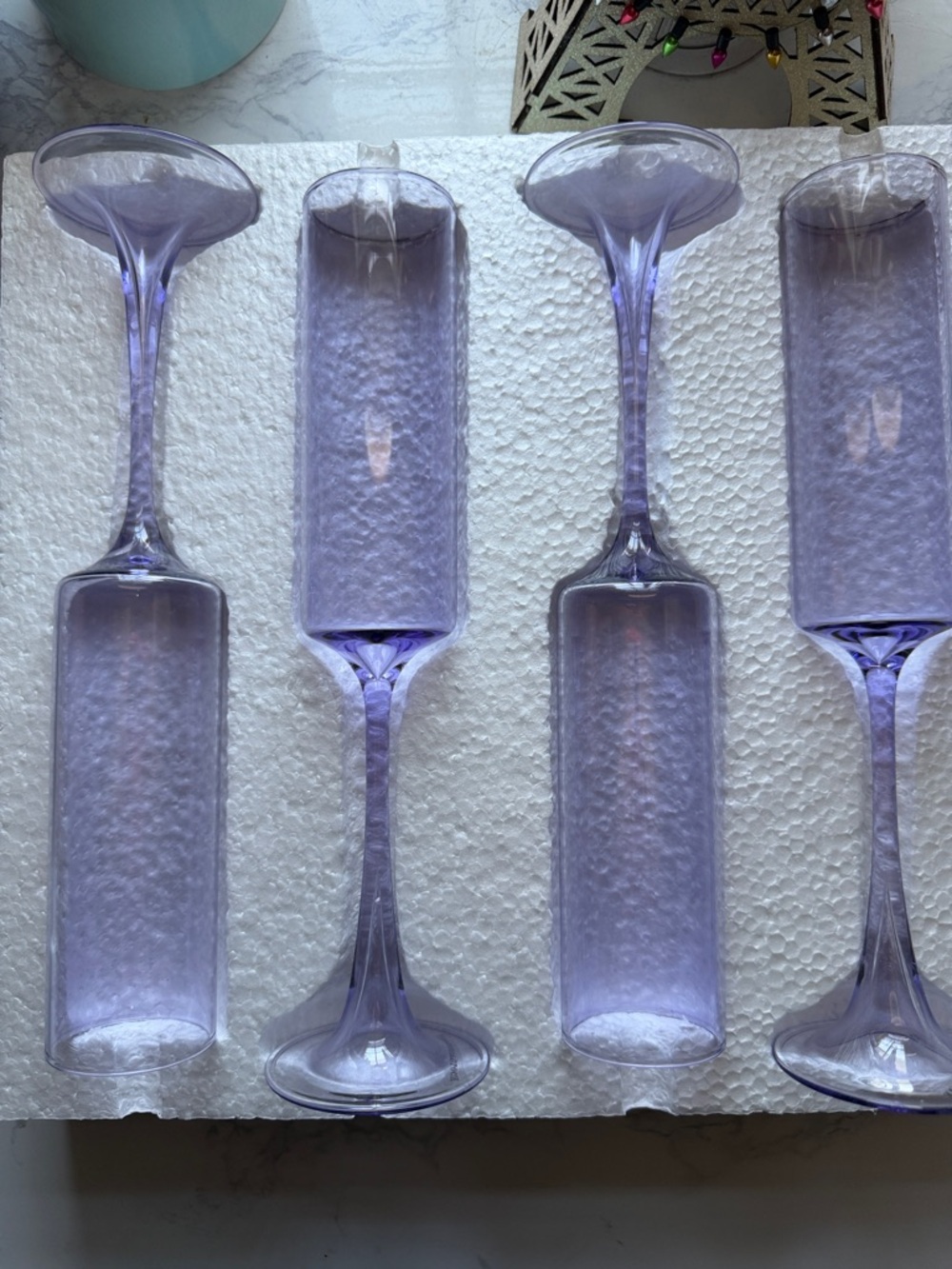 Anthropologie Lavender-Tinted Champagne Flutes - Set of 4